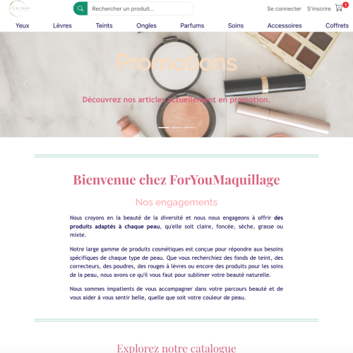 capture d'écran du site web foryoumaquillage.fr